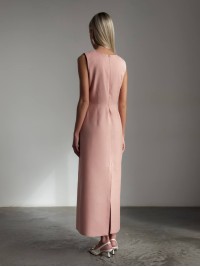 Льняна сукня максі пудрового кольору 33978