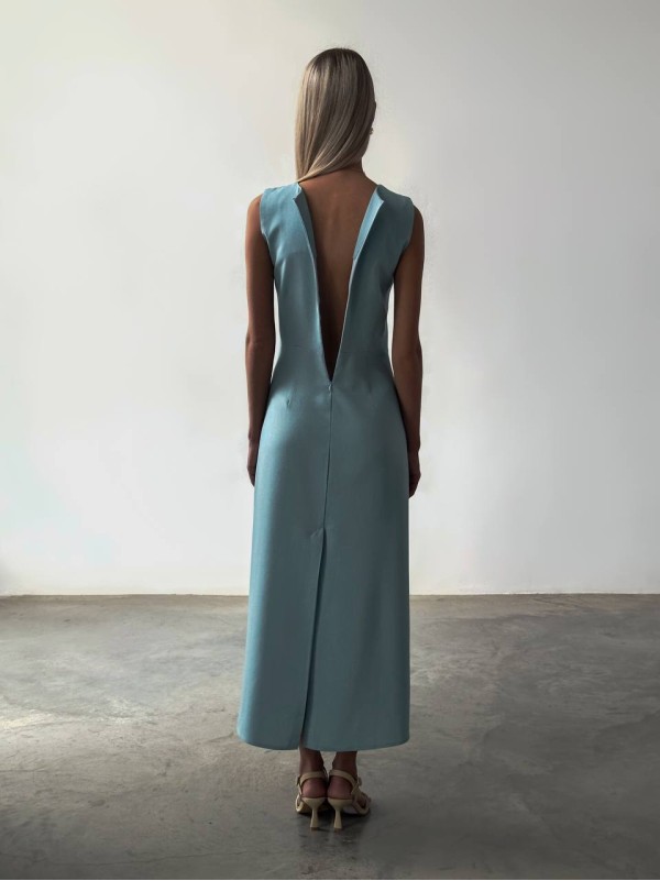 Льняна сукня максі м'ятного кольору 33979