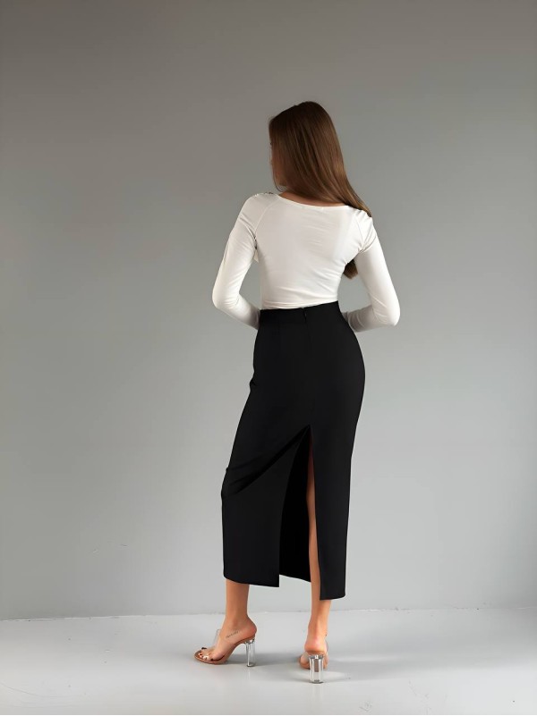 Класична спідниця-олiвець мiдi чорного кольору 33981
