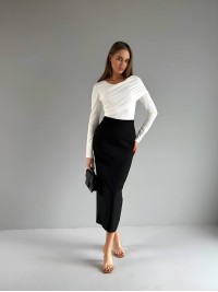 Класична спідниця-олiвець мiдi чорного кольору 33981