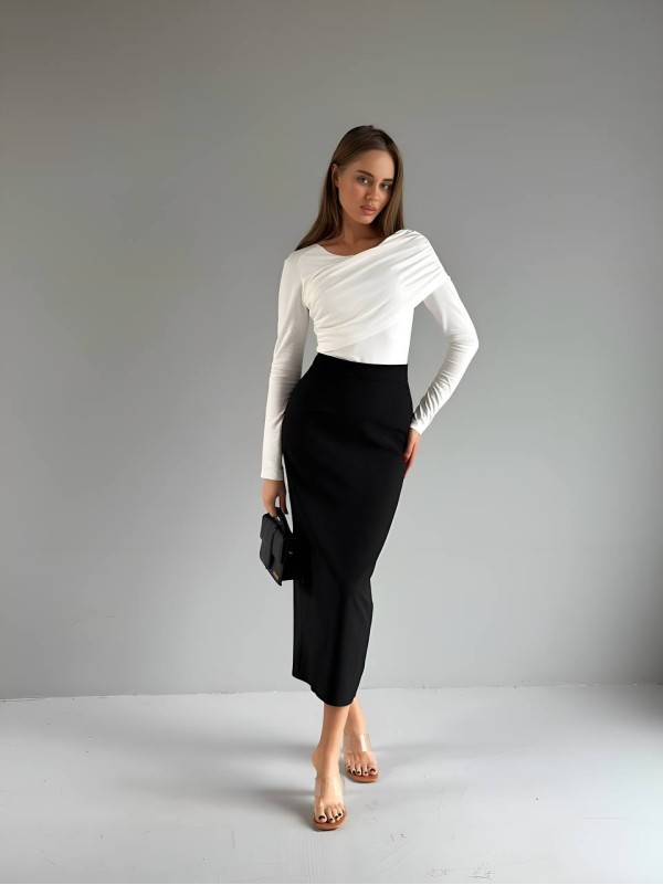 Класична спідниця-олiвець мiдi чорного кольору 33981
