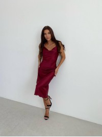 Шовкова сукня мiді борового кольору 33982