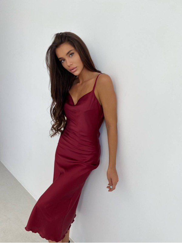 Шовкова сукня мiді борового кольору 33982