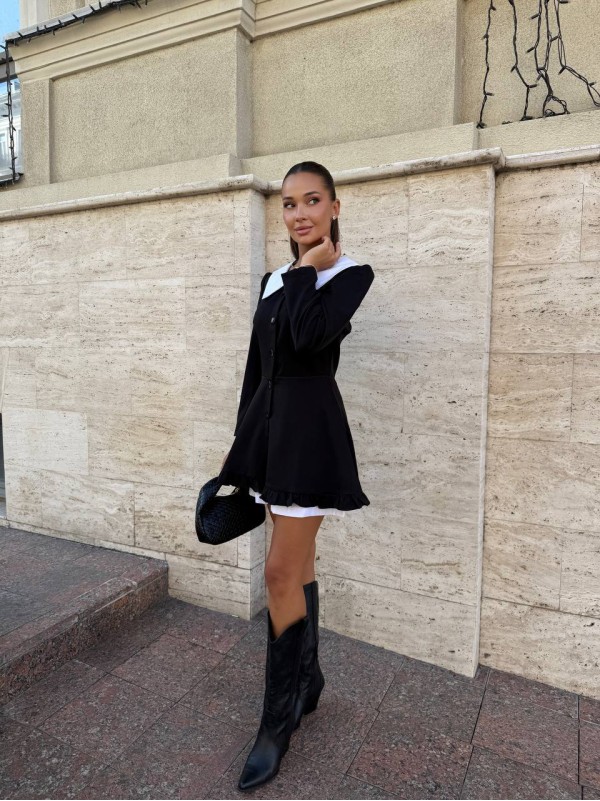 Комбінована сукня міні+шорти чорного кольору 34001