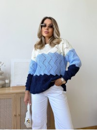 Легкий жіночий светр синього кольору 34007