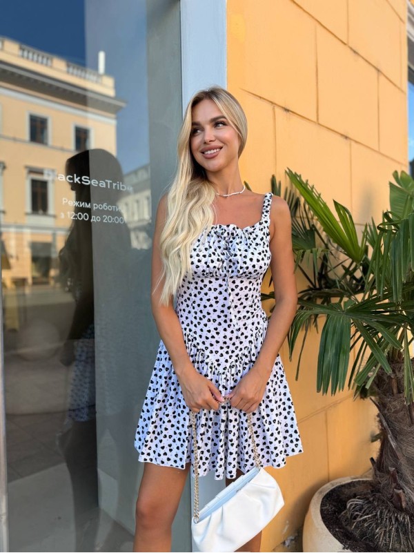 Легка сукня міні молочного кольору 34018