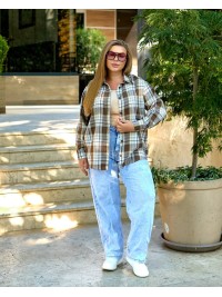 Жіноча сорочка в клітку жовтого кольору 34036