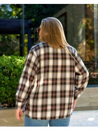 Жіноча сорочка в клітку кавового кольору 34038