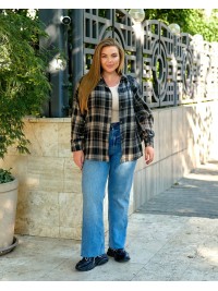 Жіноча сорочка в клітку графiтового кольору 34039