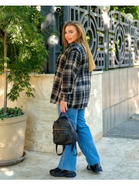 Жіноча сорочка в клітку графiтового кольору 34039