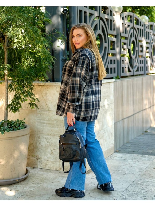 Жіноча сорочка в клітку графiтового кольору 34039