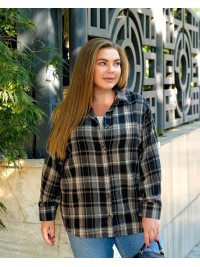 Жіноча сорочка в клітку графiтового кольору 34039