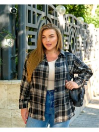 Жіноча сорочка в клітку графiтового кольору 34039