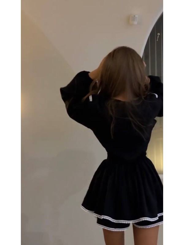 Жiночiй костюм сорочка+спiдниця-шорти чорного кольору 34061