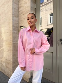 Бавовняна жіноча сорочка рожевого кольору 34085