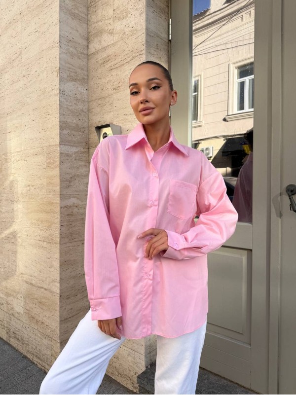 Бавовняна жіноча сорочка рожевого кольору 34085