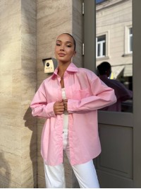 Бавовняна жіноча сорочка рожевого кольору 34085