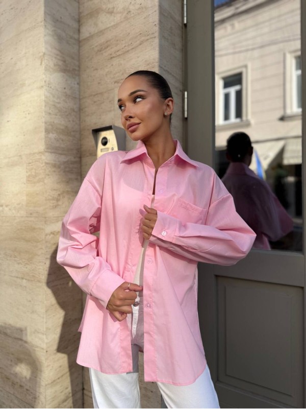 Бавовняна жіноча сорочка рожевого кольору 34085