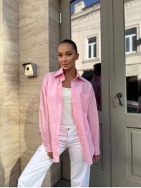 Бавовняна жіноча сорочка рожевого кольору 34085