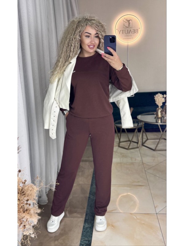 Жіночий спортивний костюм коричневого кольору 34105