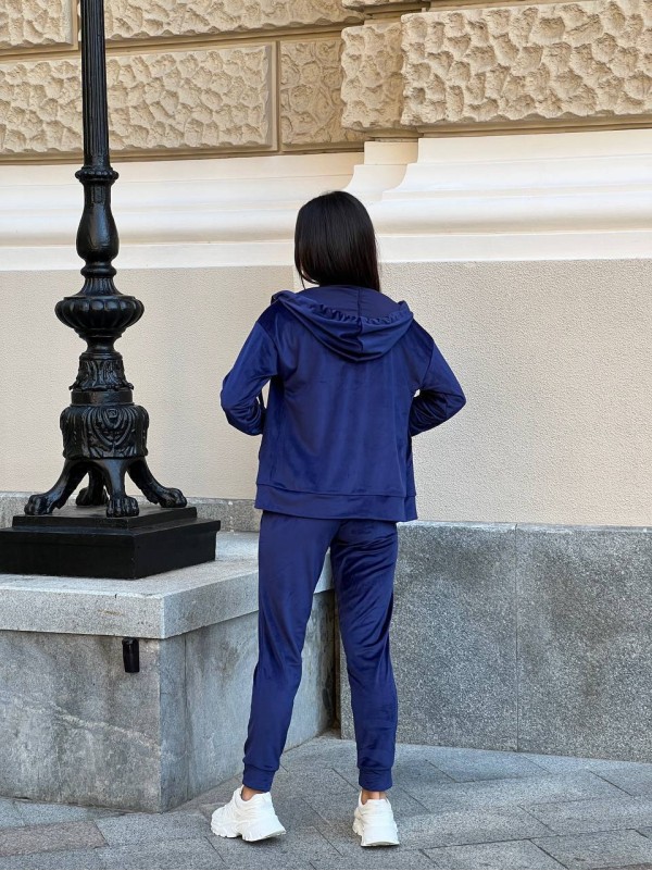 Жіночий спортивний костюм на блискавці синього кольору 34112