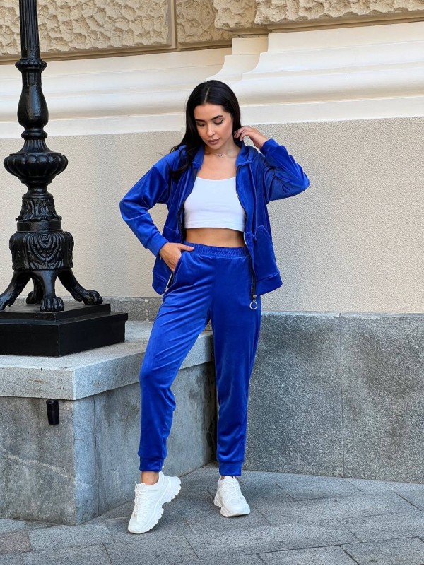 Жіночий спортивний костюм на блискавці свiтло-синього кольору 34115