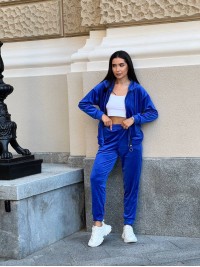 Жіночий спортивний костюм на блискавці свiтло-синього кольору 34115