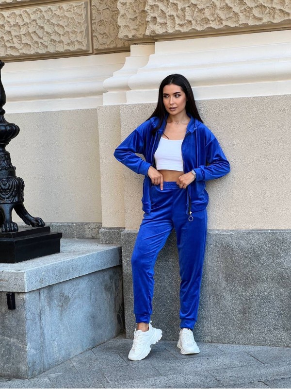 Жіночий спортивний костюм на блискавці свiтло-синього кольору 34115