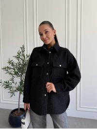 Жіноча сорочка з букле чорного кольору 34126