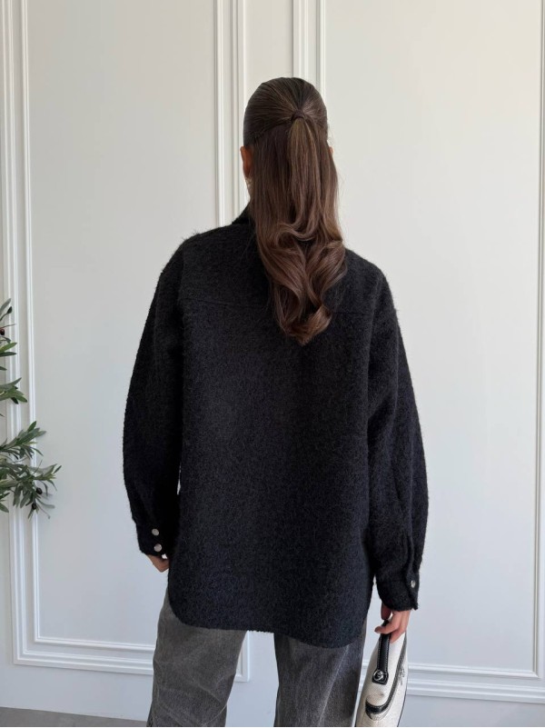 Жіноча сорочка з букле чорного кольору 34126