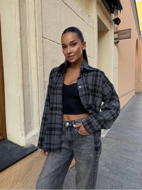 Базова жіноча сорочка графiтового кольору 34136