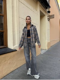 Базова жіноча сорочка сiрого кольору 34139