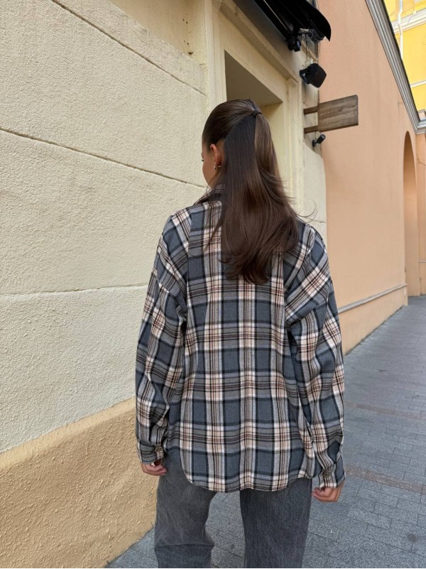 Базова жіноча сорочка сiрого кольору 34139