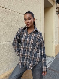 Базова жіноча сорочка сiрого кольору 34139