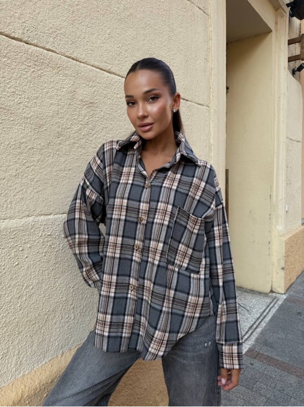 Базова жіноча сорочка сiрого кольору 34139