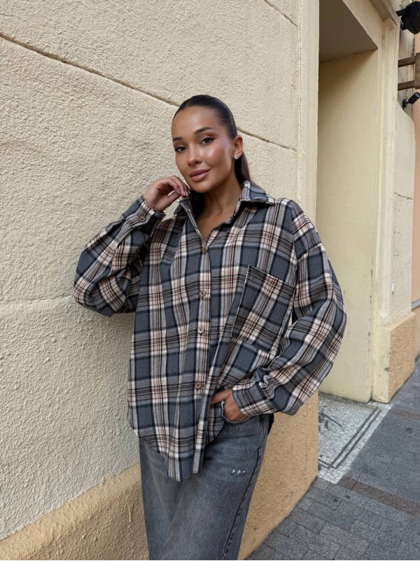 Базова жіноча сорочка сiрого кольору 34139