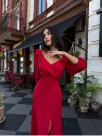 Вечірня сукня мiдi червоного кольору 34144
