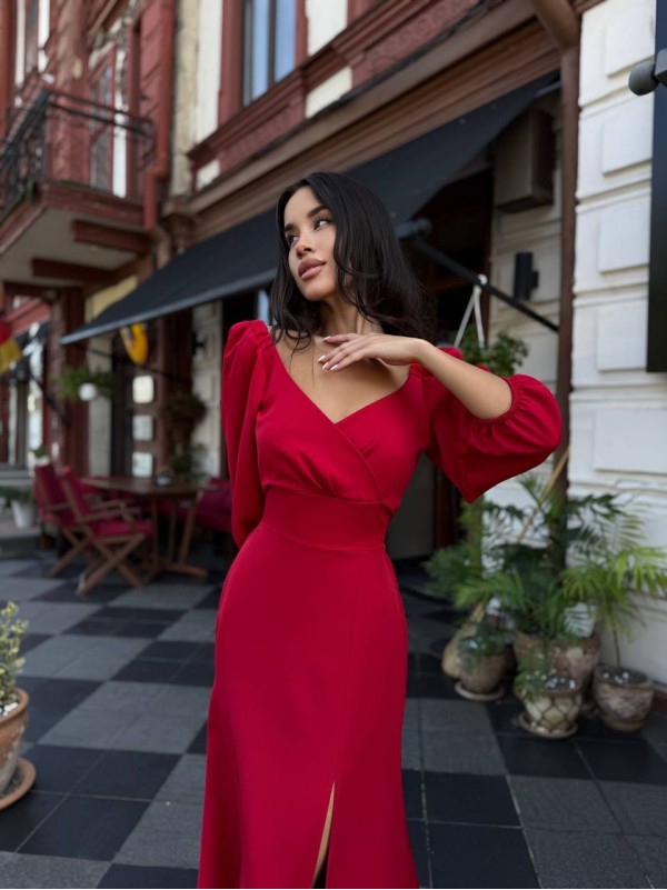 Вечірня сукня мiдi червоного кольору 34144