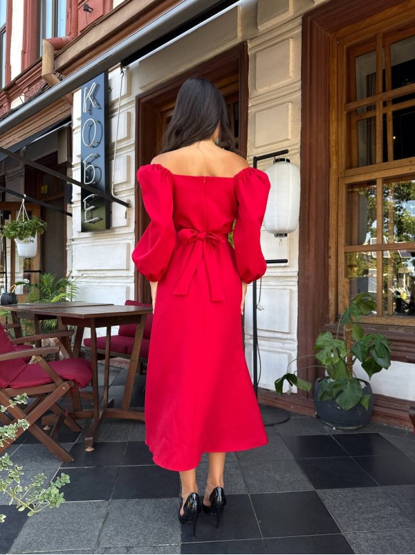Вечірня сукня мiдi червоного кольору 34144