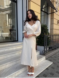 Вечірня сукня мiдi бежевого кольору 34145