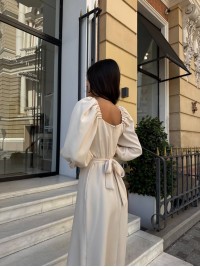 Вечірня сукня мiдi бежевого кольору 34145