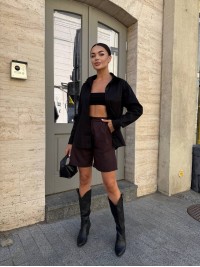 Класична жіноча сорочка чорного кольору 34147