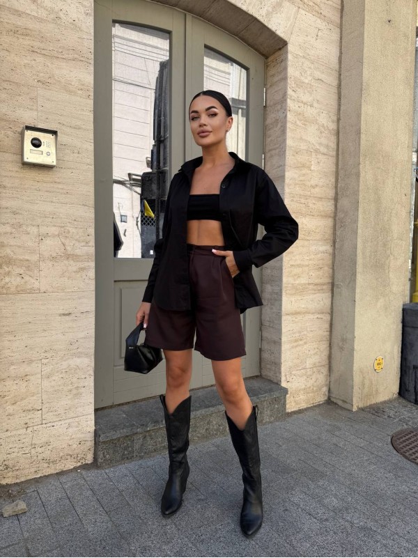 Класична жіноча сорочка чорного кольору 34147