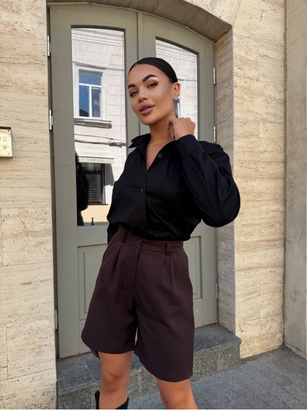 Класична жіноча сорочка чорного кольору 34147