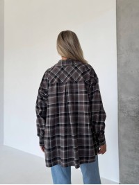 Жіноча фланелева сорочка в клітинку графiтового кольору 34151