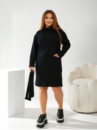 Ангорова сукня міні з поясом чорного кольору 34162