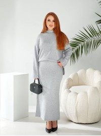 Жiночiй прогулянковий костюм зi спiдницею сiрого кольору 34166