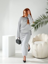 Жiночiй прогулянковий костюм зi спiдницею сiрого кольору 34166