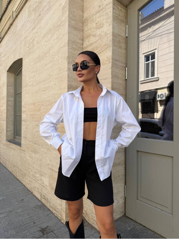 Класична жіноча сорочка молочного кольору 34187