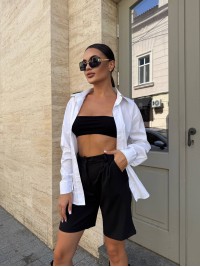 Класична жіноча сорочка молочного кольору 34187